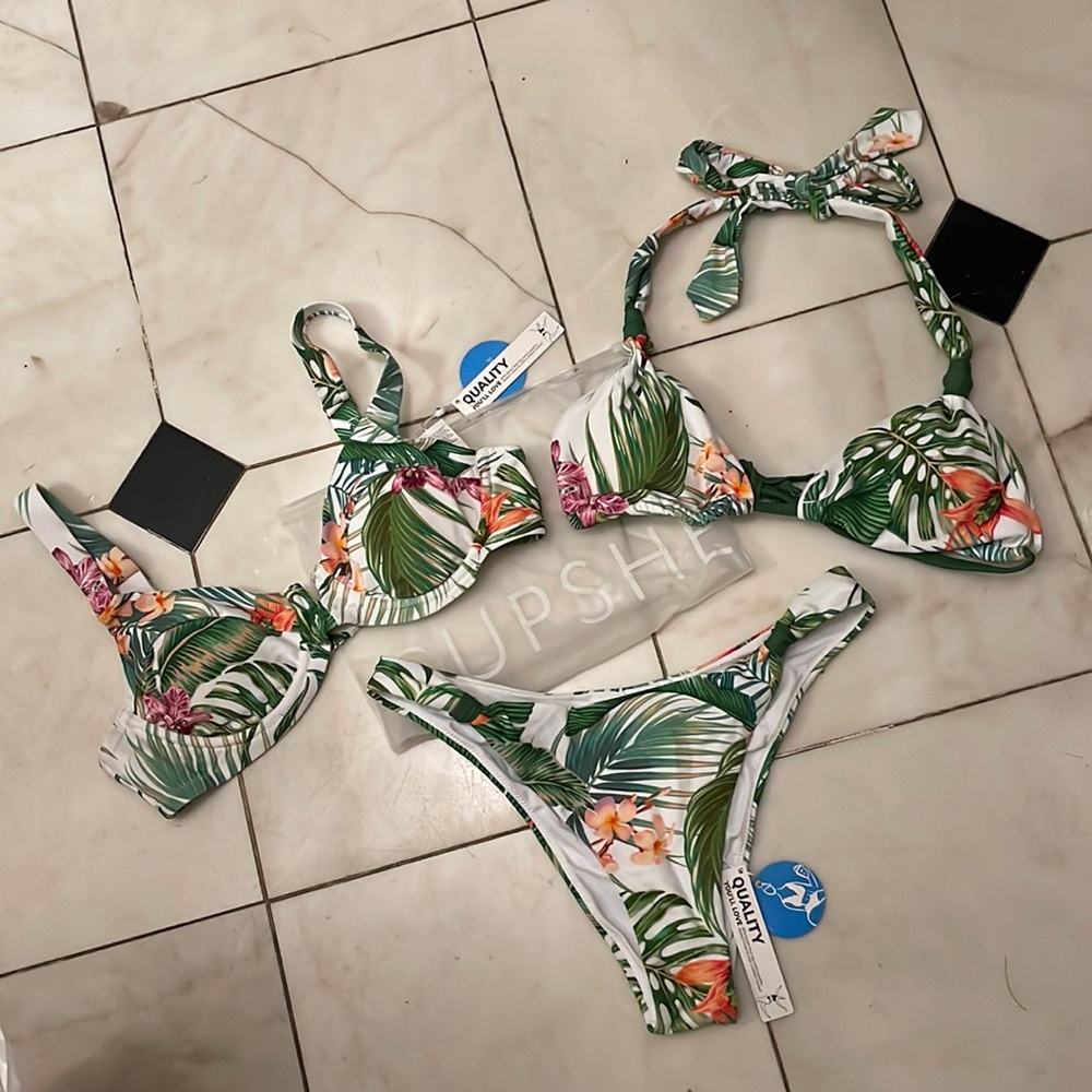 2-in-1 Mix & Match Cupshe NWT Tropical Bikini